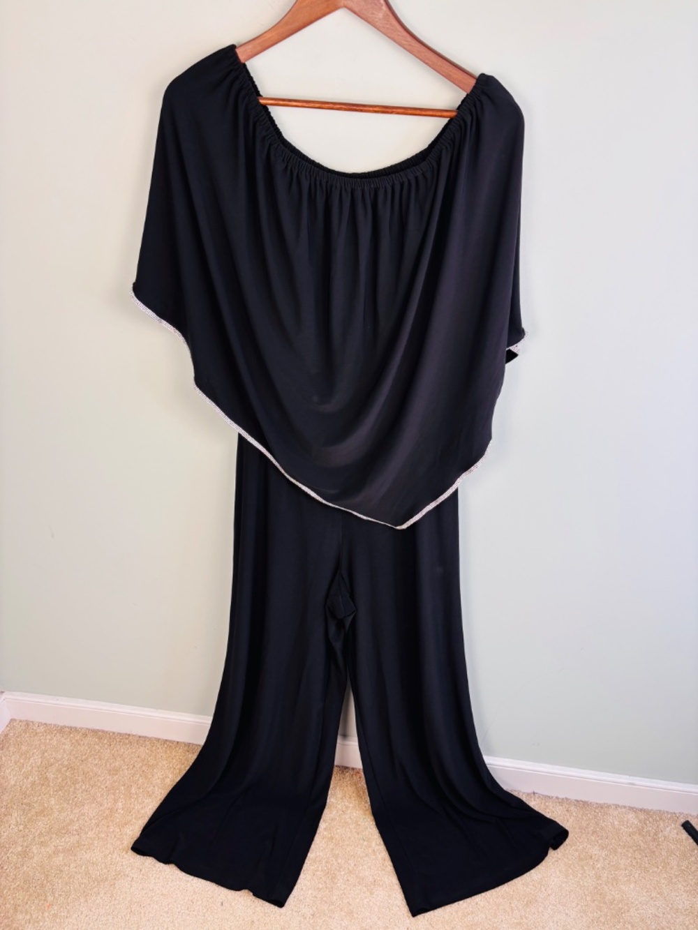 MSK Embellished Trim Off Shoulder Jumpsuit Size L - Picture 3 of 5